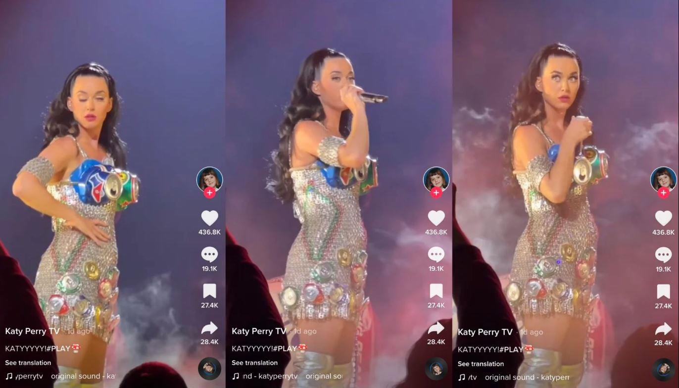 Katy Perry capturas de su problema en el escenario