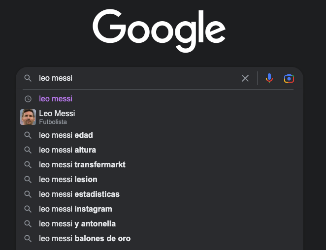 Búsqueda de Google de Leo Messi