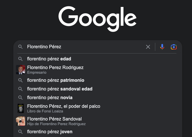 Florentino Pérez en Google