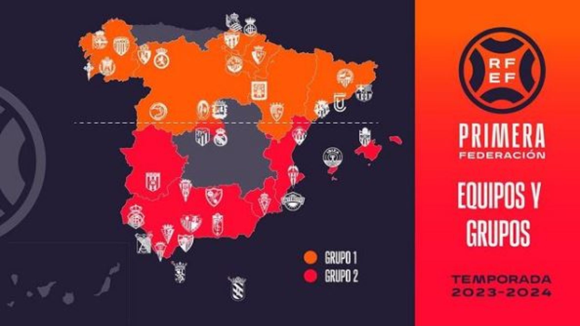 El mapa de equipos de la Primera RFEF 2023 24