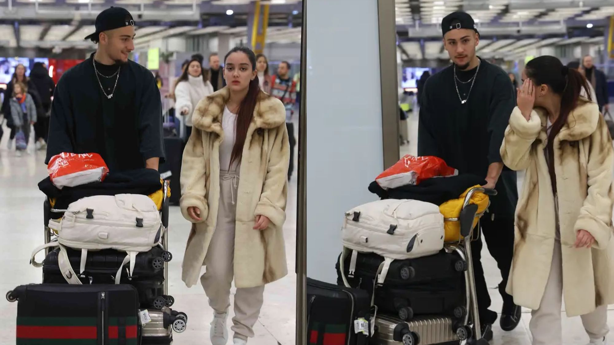 Julia Janeiro y Tommy Rossi llegando al aeropuerto